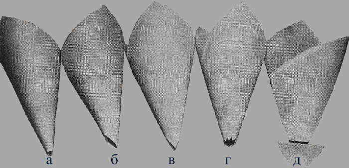 Бумажные корнетики с разными срезами